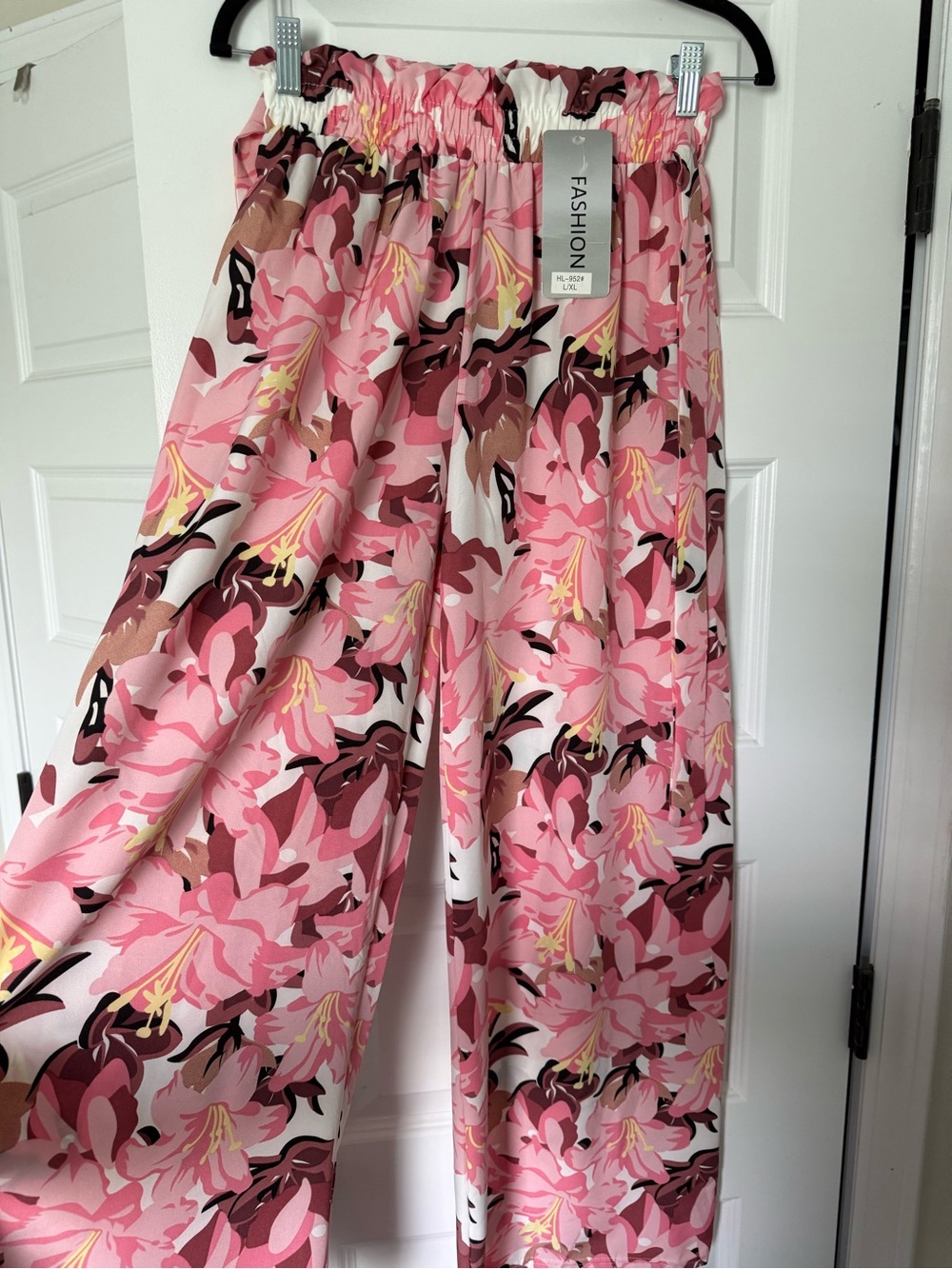 Pink Floral Maxi Skirt with Elastic Waistband